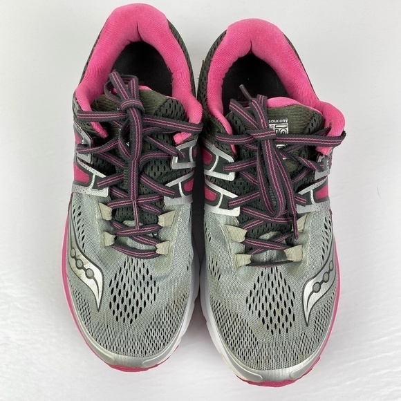 Saucony ISO Fit Hurricane Grey Pink Running Shoes - Picture 1 of 11